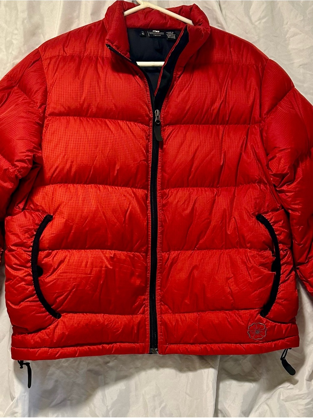 Outdoor Research Men's Bright Red Quilted Puffer Jacket with Black Accents